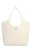 Pinko Puzzle-quilted Leather Shopper Bag With Logo Plate