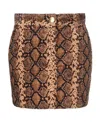 Pinko Python-print Cotton Miniskirt In Brown