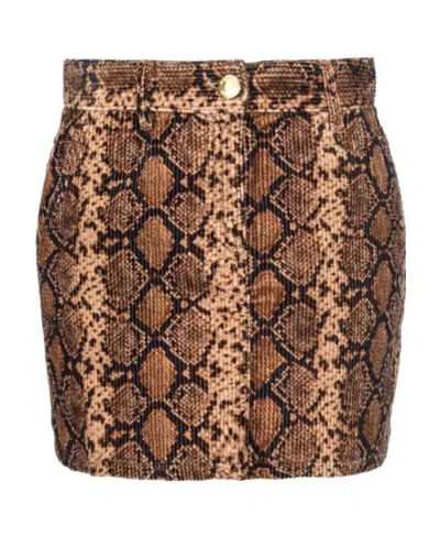 Pinko Python-print Cotton Miniskirt In Multi. Noir/beige