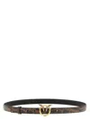 Pinko Python Print Leather Belt In Brown