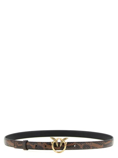 Pinko Python Print Leather Belt In Transparent