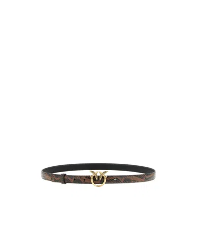 Pinko Python Print Leather Belt In Animal Print