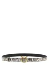 Pinko Python Print Leather Belt In Animal Print