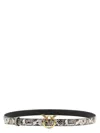Pinko Python Print Leather Belt In Yellow