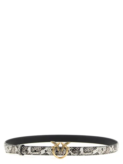 Pinko Python Print Leather Belt In Yellow