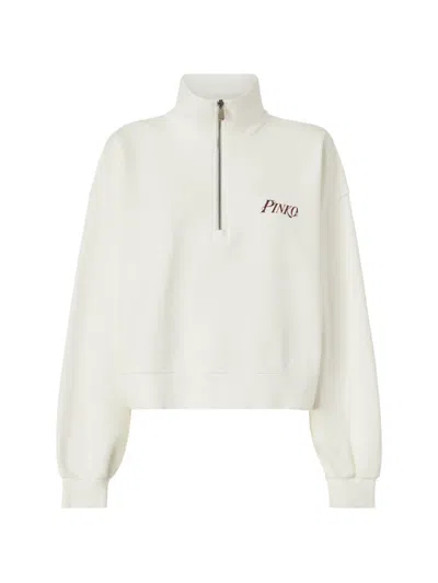 Pinko Quarter-zip Printed Sweatshirt In White