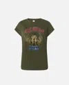 Shop Pinko T-shirt Imprimé Queen Of The Road In Four-leaf Clover Green