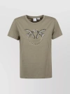 Pinko Logo-embellished Crewneck T-shirt In Beige