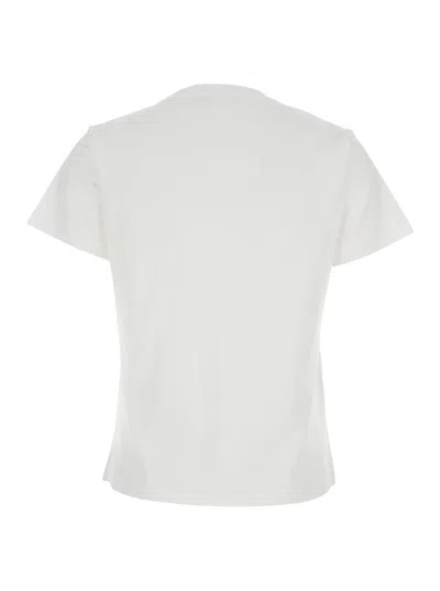 Pinko 'quentin' White Crewneck T-shirt With Love Birds Diamond Cut Logo On The Front