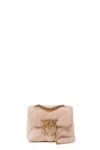 Pinko Quilted Beige Shoulder Bag With Gold-tone Clasp In Multi