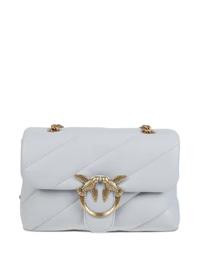 Pinko Quilted Bird-detail Shoulder Bag In Blue