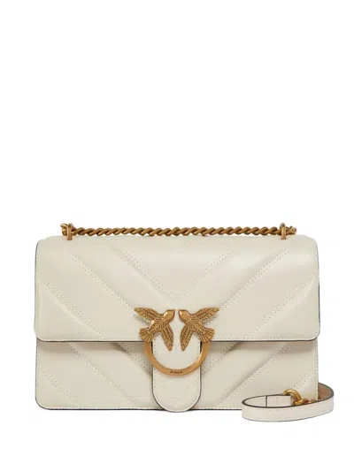 Pinko Quilted Bird-embellished Cross Body Bag In White