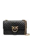 Pinko Chevron-pattern Quilted Shoulder Bag With Gold-tone Bird Clasp In Black