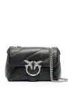 Pinko Quilted Leather Shoulder Bag With Bird Clasp In Black