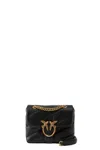Pinko Quilted Black Leather Shoulder Bag In Black