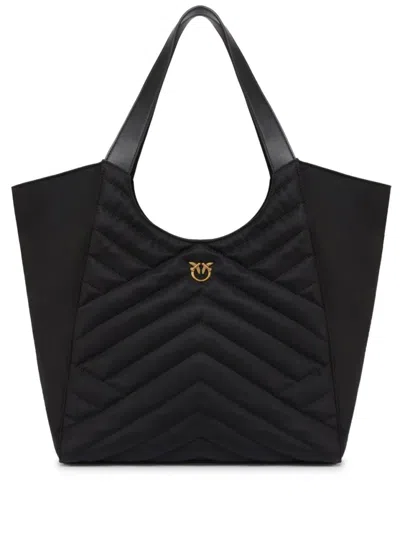 Pinko Quilted Black Nylon Tote Bag