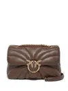 Pinko Quilted Brown Bag With Love Birds Embellishment And Chain Strap