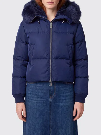 Pinko Quilted Camouflage Print Cropped Bomber Jacket With Shearling Hood In Blue