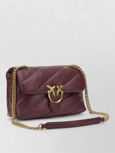 Pinko Quilted Chain Strap Crossbody Clutch Bag In Burgundy