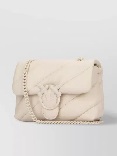 Pinko Quilted Chain Strap Shoulder Bag In White