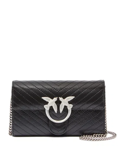 Pinko Quilted Chevron Cross Body Bag In Black