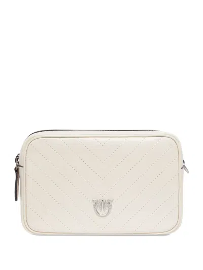 Pinko Quilted Chevron Cross Body Bag In White