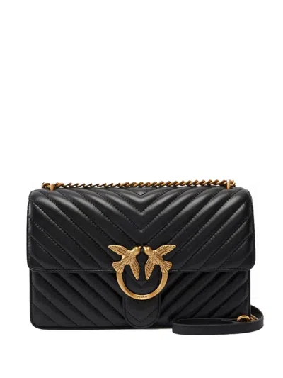 Pinko Quilted Chevron Love Bag In Black
