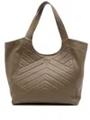 Pinko Quilted Chevron Tote Bag With Decorative Emblem In Brown