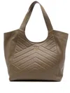 Pinko Quilted Chevron Tote Bag With Decorative Emblem In Brown