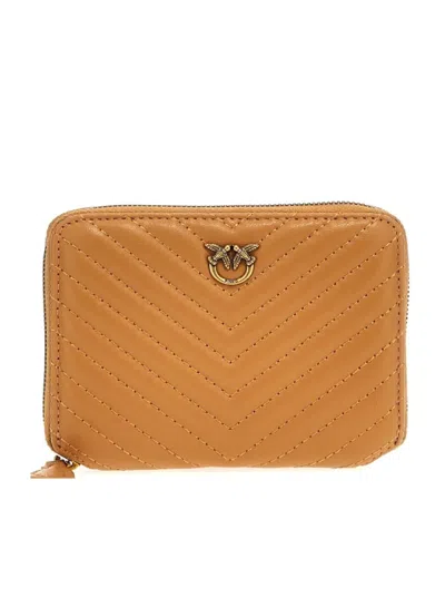 Pinko Quilted Chevron Zip-around Wallet In Yellow
