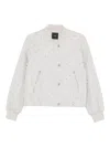 Pinko Cropped Quilted Jacket With Diamond Pattern In Gray