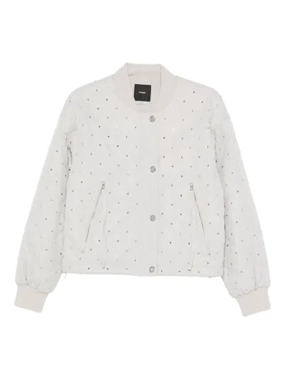 Pinko Cropped Quilted Jacket With Diamond Pattern In White