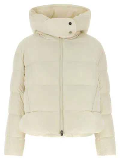 Pinko Quilted Down With Hood Down Jacket In Ivory