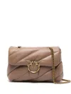 Pinko Quilted Flap Closure Bag With Chain Strap In Brown