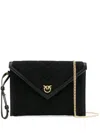 Pinko Quilted Flap Clutch Bag In Black