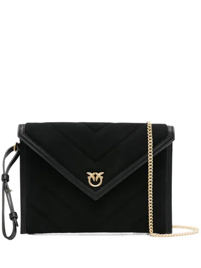 Pinko Quilted Flap Clutch Bag In Black