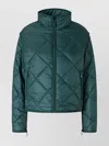 Pinko Quilted High Collar Jacket With Side Pockets In Green