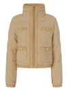 Pinko Quilted High-neck Jacket In Brown
