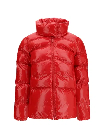 Pinko Quilted Water-repellent Nylon Short Puffer Jacket With High Neck In Red