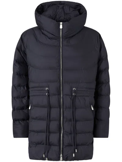 Pinko Quilted Hooded Coat In Dark Navy Blue