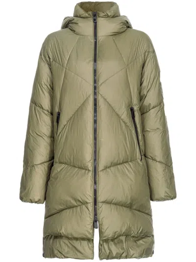 Pinko Zip-up Hooded Padded Coat In Green