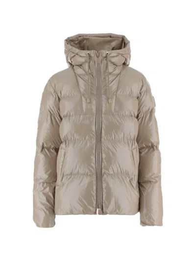 Pinko Quilted Hooded Down Jacket In Neutrals
