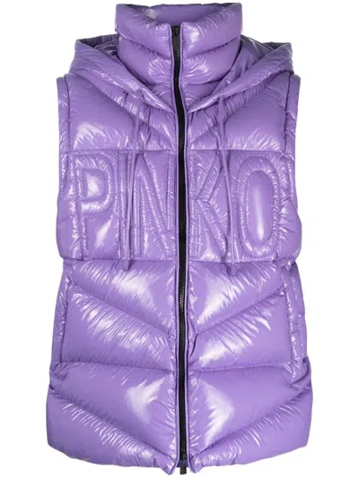 Pinko Padded Detachable-hood Waistcoat In Purple