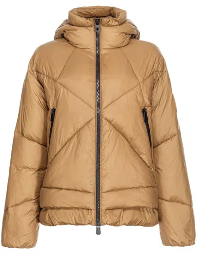 Pinko Quilted Hooded Jacket In Brown