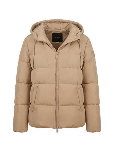 Pinko Quilted Hooded Jacket In Neutral