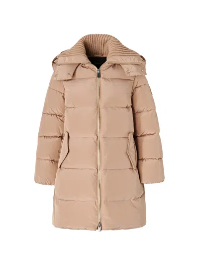 Pinko Quilted Hooded Puffer Coat In Brown