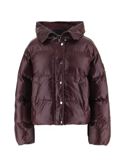 Pinko Quilted Hooded Puffer Jacket In Purple