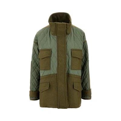 PINKO QUILTED JACKET WITH TWEED DETAILS
