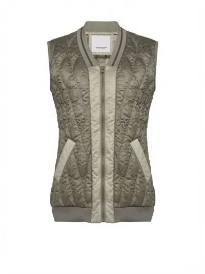 Pinko Quilted Jacquard Vest In Green