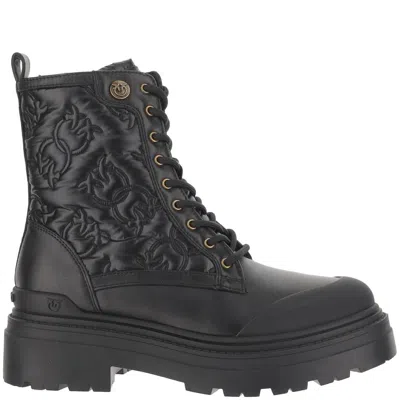 PINKO QUILTED LEATHER ANKLE BOOTS